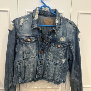 Blank NYC Cropped and Distressed Denim Jacket, size M
